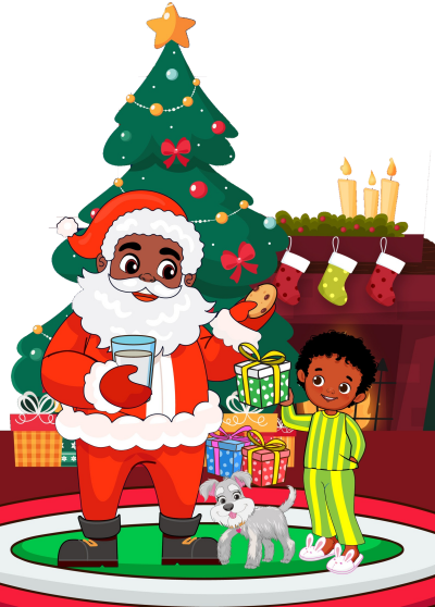 Cuddle Up with Laura, Santa Claus, Christmas, gifts, tree, kid
